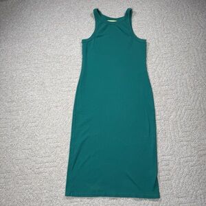 MOTHER Move It Chin Ups Midi Dress Green Ribbed Tank Sleeveless Sz Med